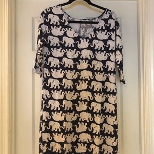 Lilly Pulitzer Navy & White Elephant Cotton Dress